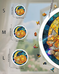 Acrylic Jigsaw Puzzle Suncatcher - Starry Moon Cat