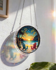 Acrylic Jigsaw Puzzle Suncatcher - Tropical Sunset