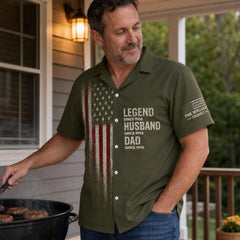 Custom Unisex Tropical Hawaiian Aloha Shirt - Personalized America 250th Anniversary Father's Day Gifts For Dad, Grandpa - Dad Makes Life Brighter