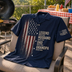 Custom Unisex Tropical Hawaiian Aloha Shirt - Personalized America 250th Anniversary Father's Day Gifts For Dad, Grandpa - Dad Makes Life Brighter