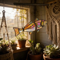 🐟Handcrafted Stained Glass Red Drum-The Illusion of Swimming