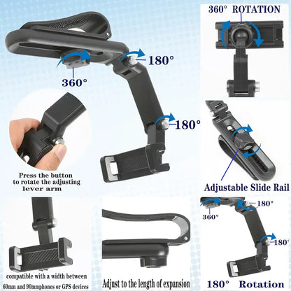 Foldable Car Phone Holder for Sun Visor, Adjustable Arm with 360 Phone Rotation 📱