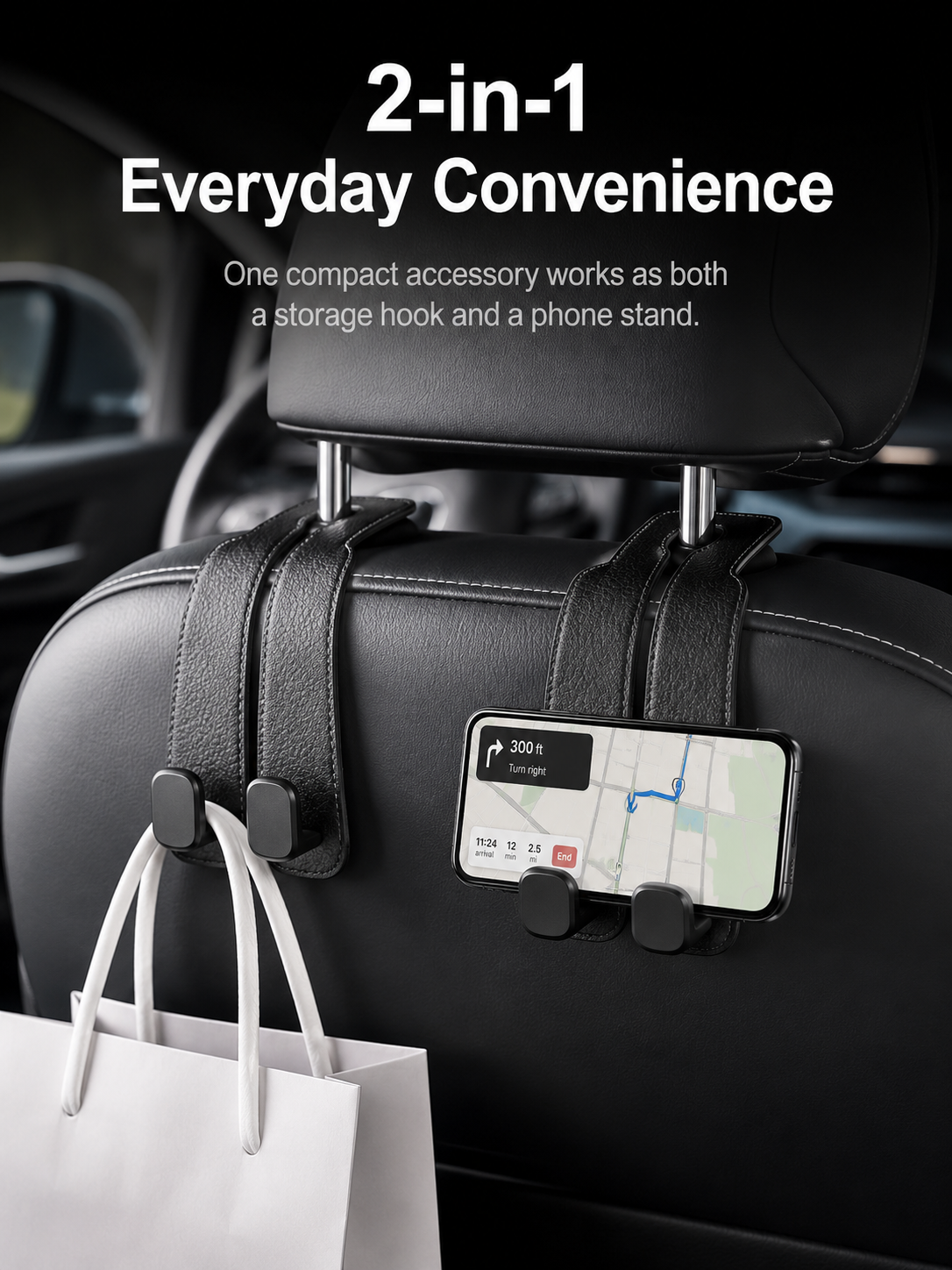🚗2-in-1 Car Headrest Hook &amp; Phone Holder - image 5