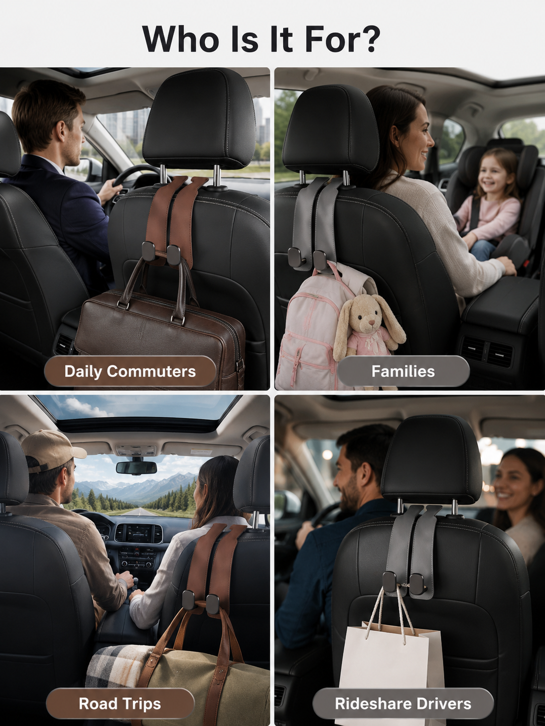 🚗2-in-1 Car Headrest Hook &amp; Phone Holder - image 9