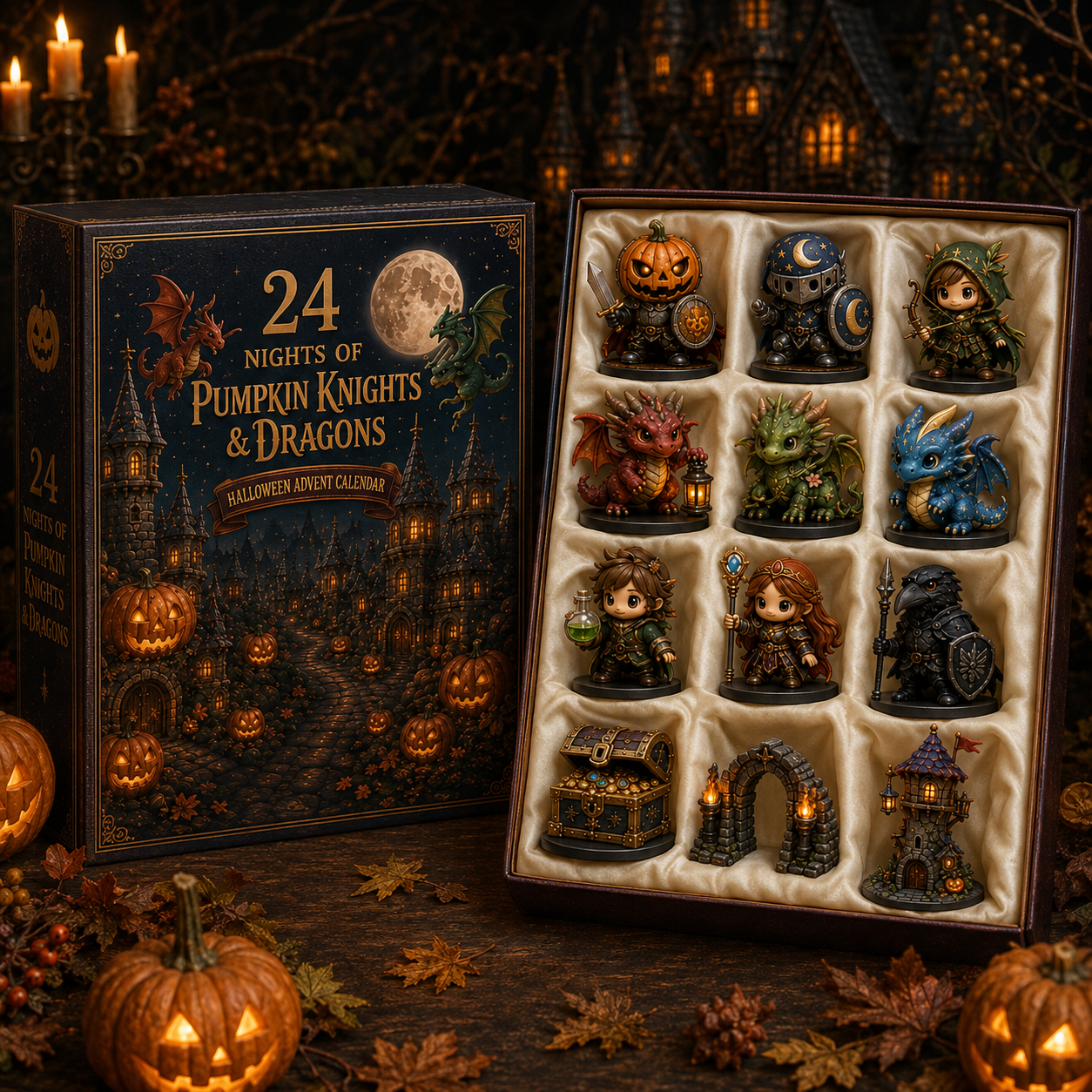 🎃 24-Day Halloween Advent Calendar – 24 Nights of Pumpkin Knights, Cute Dragons & Magical Kingdom Surprises