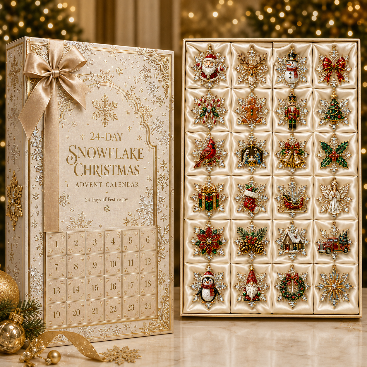✨24-Day Christmas Countdown Advent Calendar –Christmas Snowflake Ornament