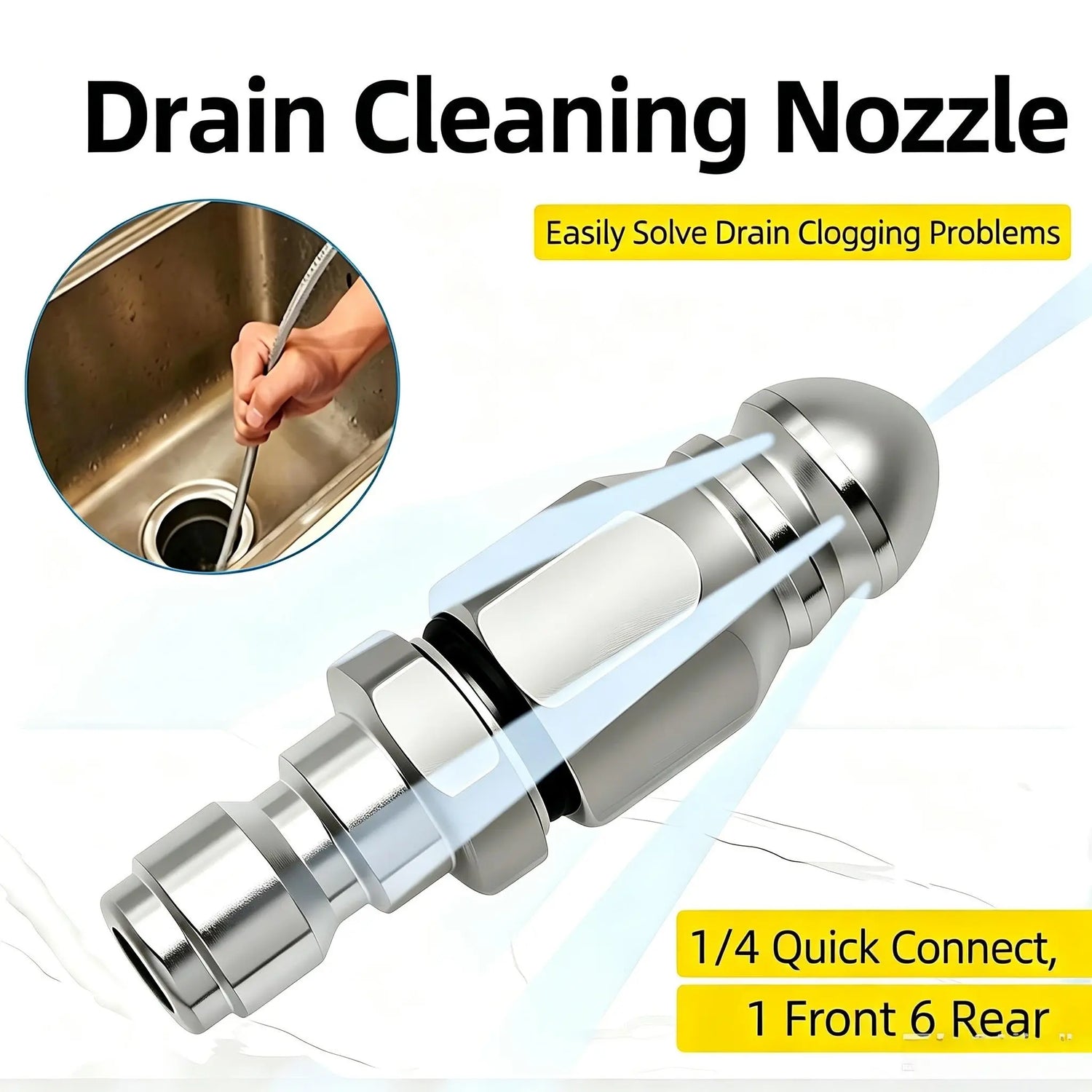 Washer Sewer Jetter Nozzle with Stainless Steel, Mini Compact Durable Sewer Jet Nozzle🚰 - image 1