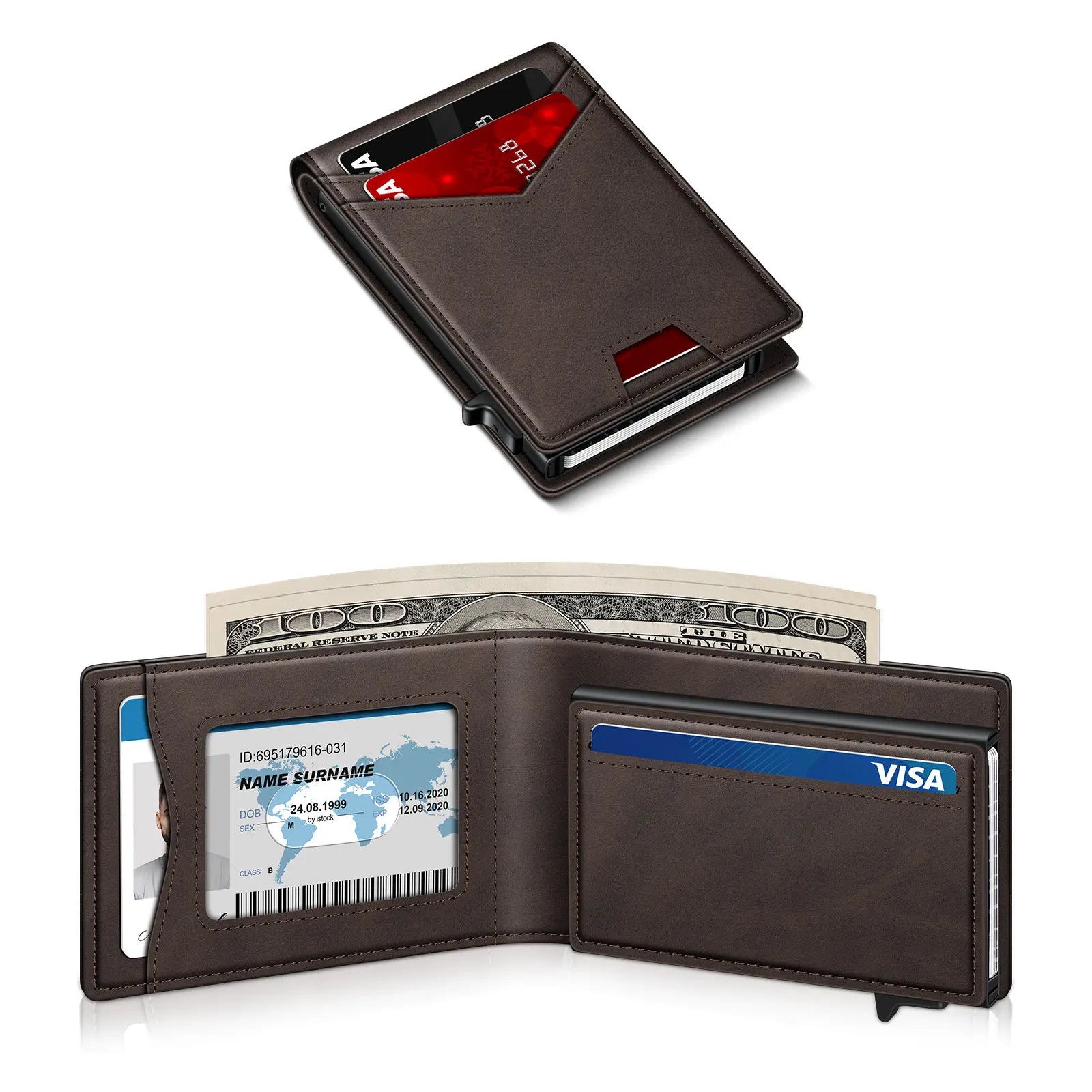 Men's RFID Minimalist Bifold Wallet - 1 ID Window, Pop-Up Card Holder, Money Clip💳 - image 13