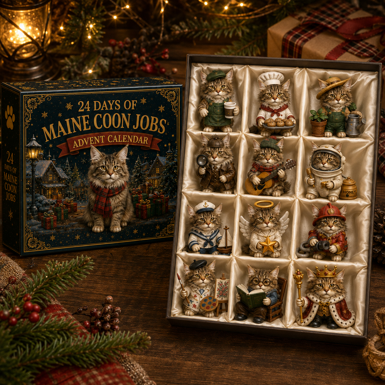 Maine Coon Jobs Advent Calendar 2026 – 24 Days of Unique Collectible Cat Miniatures, Christmas Countdown Gift for Maine Coon & Cat Lovers