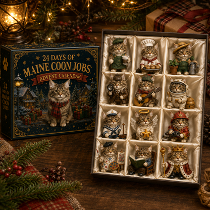 Maine Coon Jobs Advent Calendar 2026 – 24 Days of Unique Collectible Cat Miniatures, Christmas Countdown Gift for Maine Coon & Cat Lovers