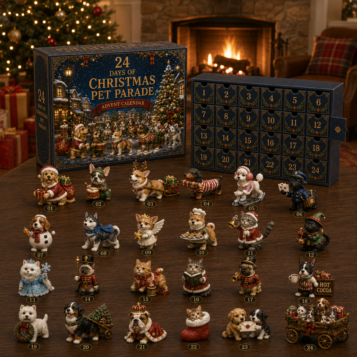 24 Days of Christmas Pet Parade Advent Calendar – 24 Unique Holiday Pet Miniatures