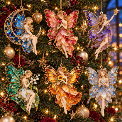 ✨ 2026 Enchanted Stained Glass Fairy Christmas Ornaments – Set of 6