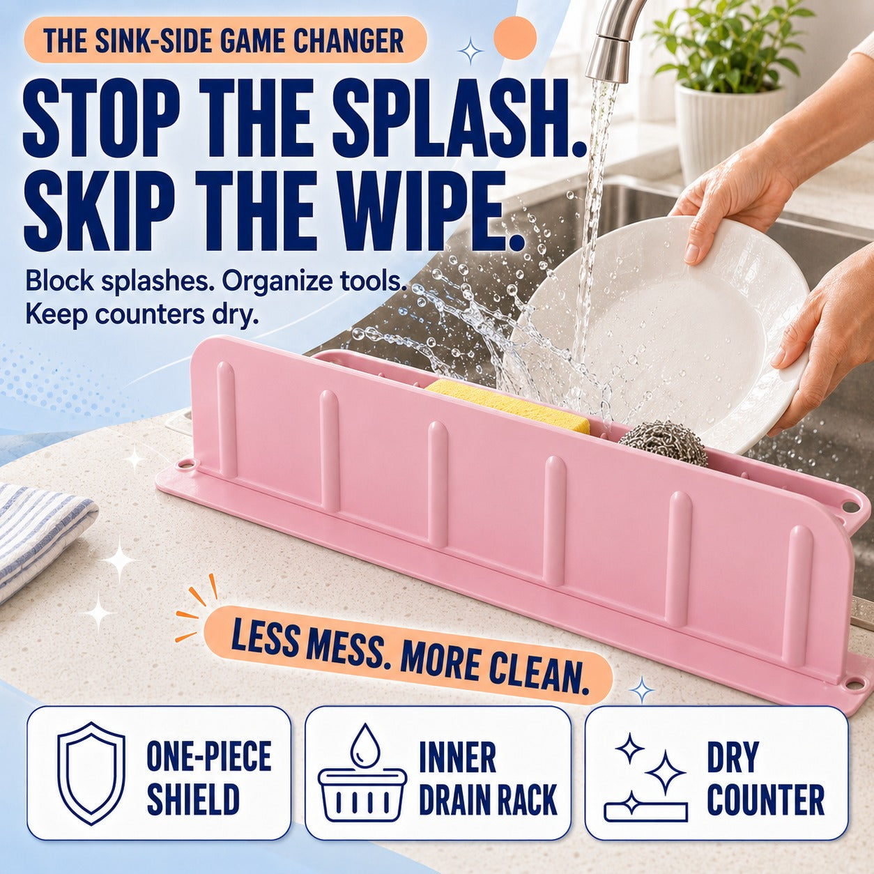 💦 2-in-1 Foldable Sink Splash Guard & Drain Organizer - image 1