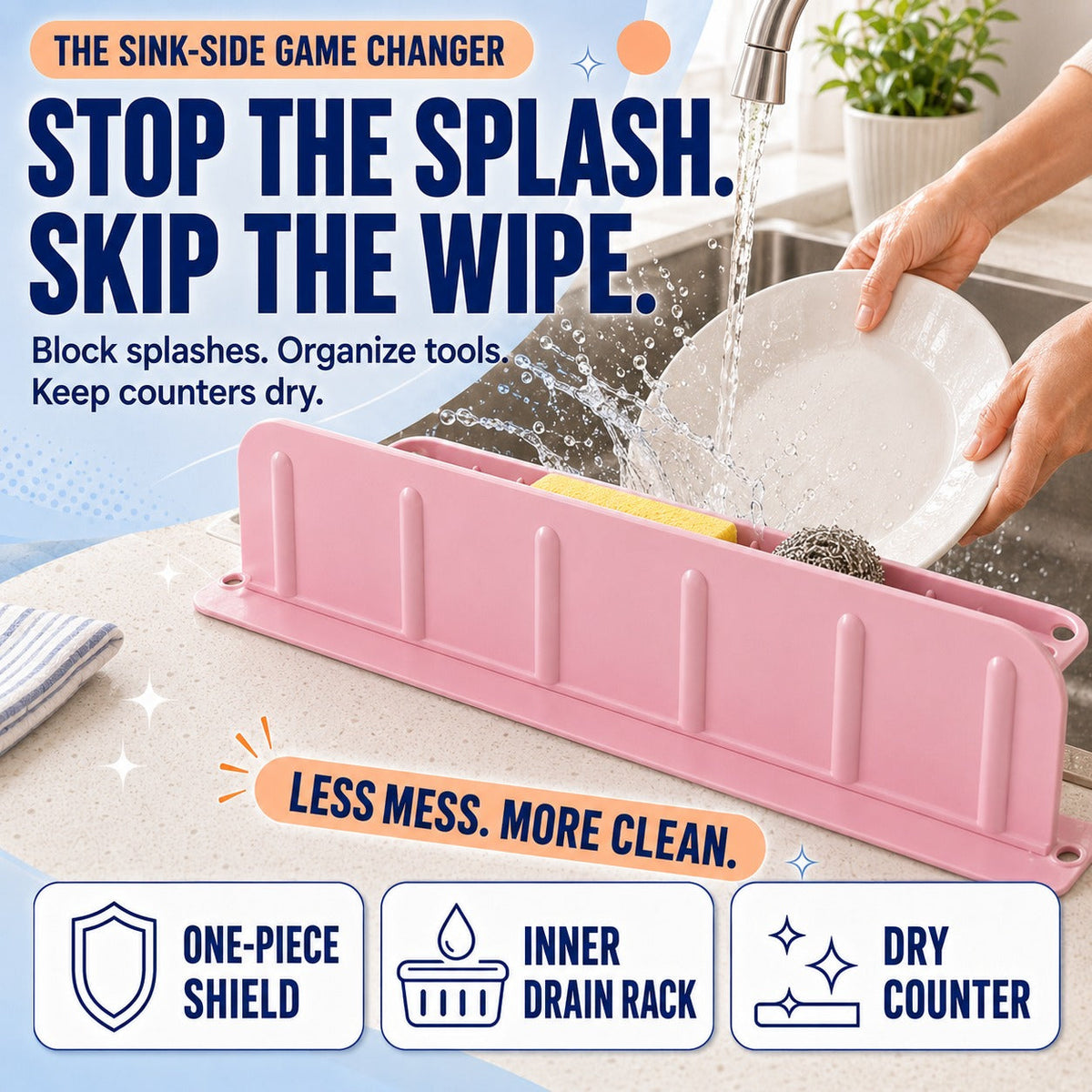 💦 2-in-1 Foldable Sink Splash Guard & Drain Organizer - image 1