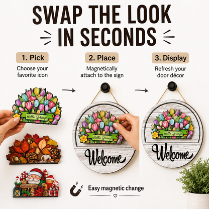 🌟 16-in-1 Interchangeable Seasonal Welcome Sign for Front Door 🚪 Porch Decor & Holiday Home Decorations 🌿 - image 6