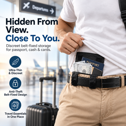 🔒 DISCREET TRAVEL ESSENTIAL | Hidden Belt Pouch – Under-Clothing Passport, Cash & Card Organizer - image 1