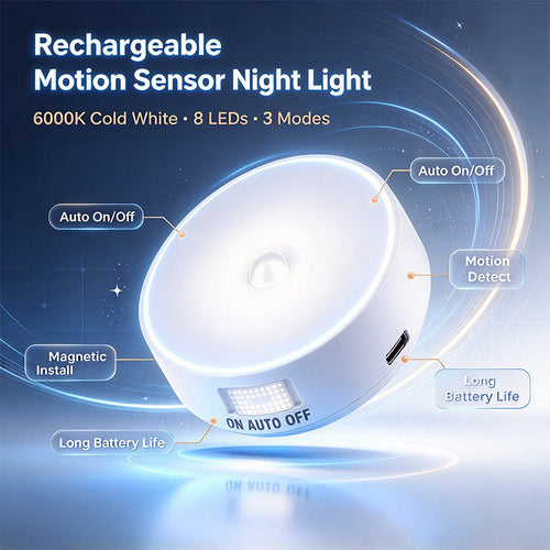 6 Pcs Motion Sensor Light, Rechargeable Night Light 💡