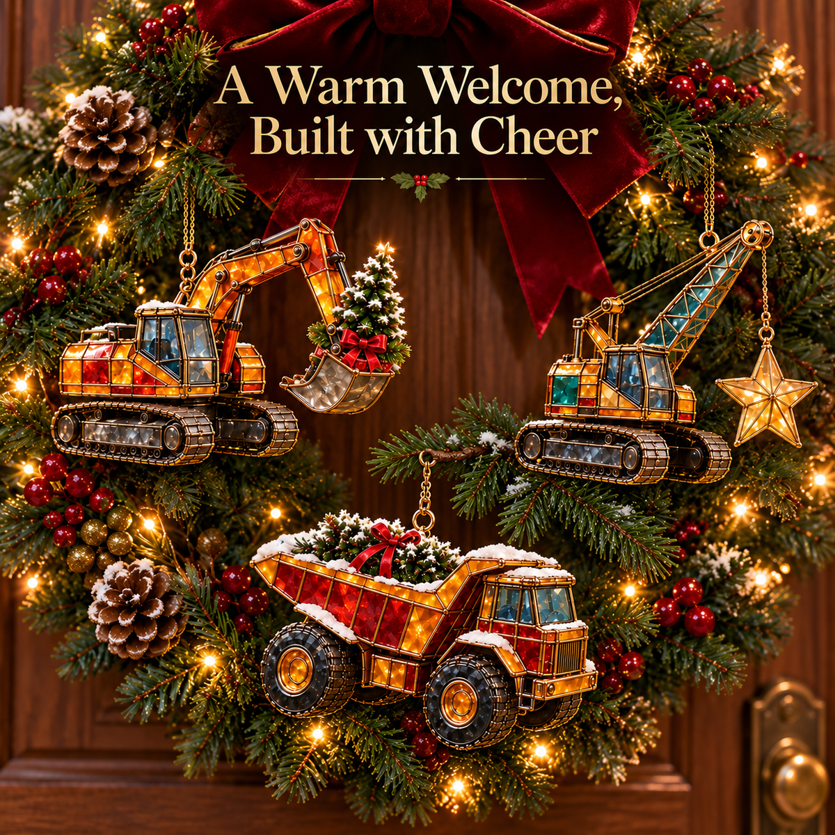 Christmas Construction Crew Ornaments – 6-Piece Heavy Equipment Holiday Gift Set