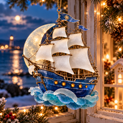⛵ 2026 Coastal Christmas Sailing Ship Ornaments – Set of 6 Nautical Holiday Keepsakes