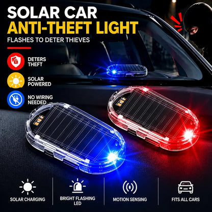 2PCS Solar Powered Fake Car Alarm Light, Auto Light Sensor LED Simulated Security Warning Light🚨 - image 1