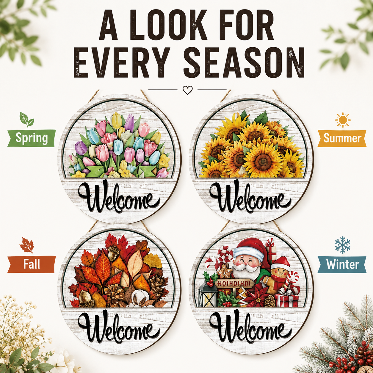 🌟 16-in-1 Interchangeable Seasonal Welcome Sign for Front Door 🚪 Porch Decor & Holiday Home Decorations 🌿 - image 7