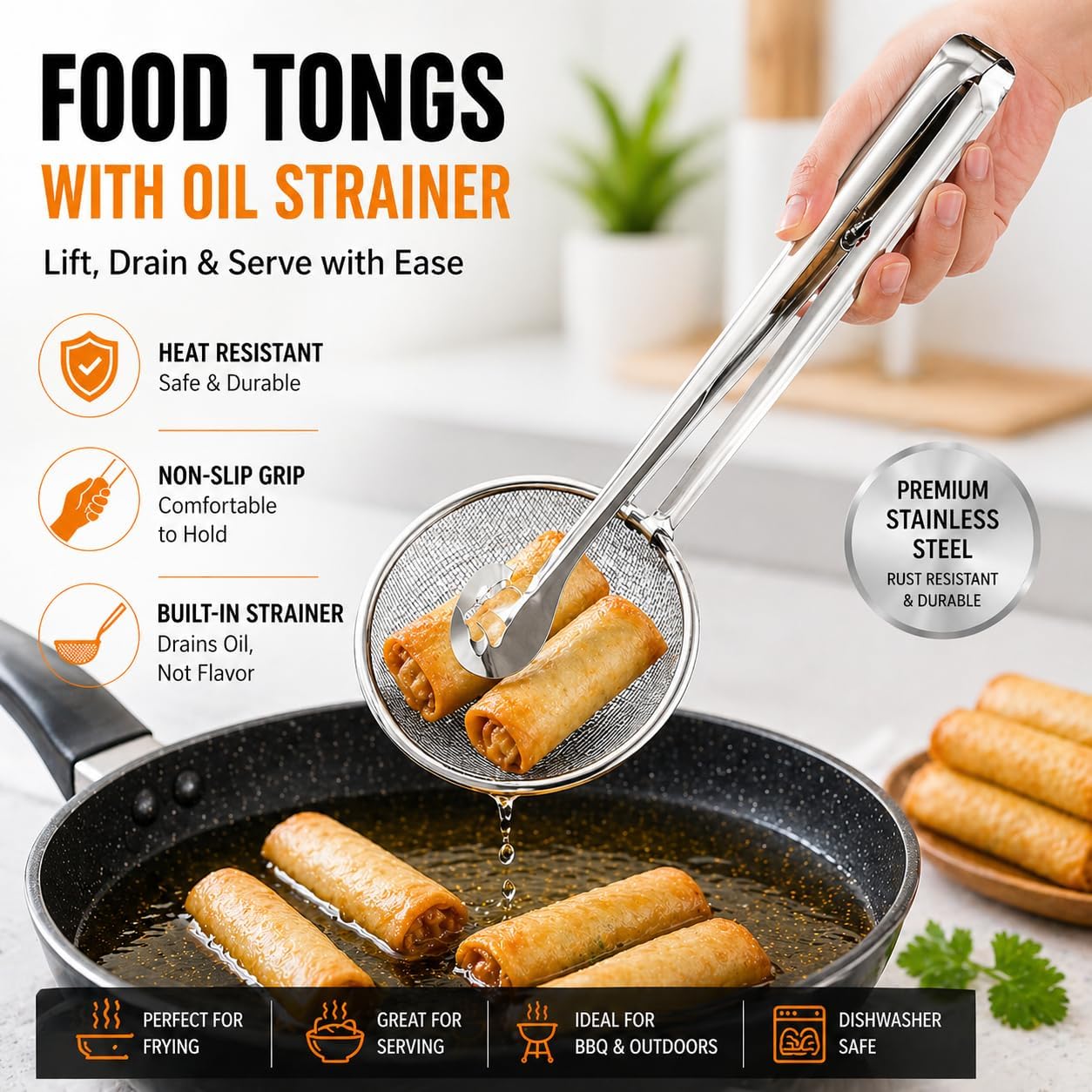 2‑in‑1 Oil‑Frying Filter Clip, Kitchen Food Strainer Tongs for Fried Food 🍳 - image 4