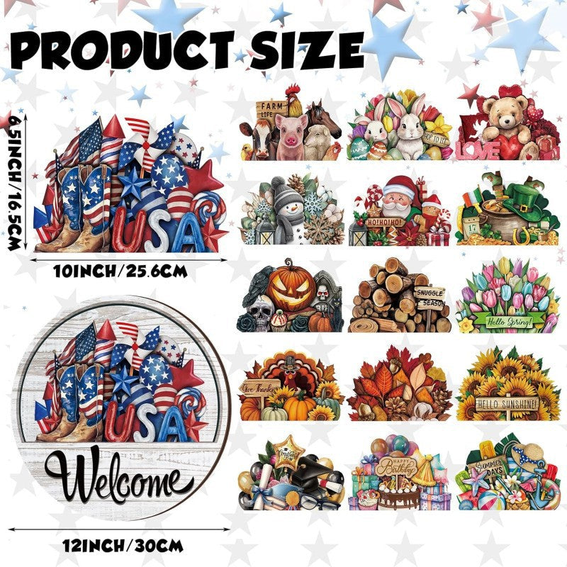 🌟 16-in-1 Interchangeable Seasonal Welcome Sign for Front Door 🚪 Porch Decor & Holiday Home Decorations 🌿 - image 5