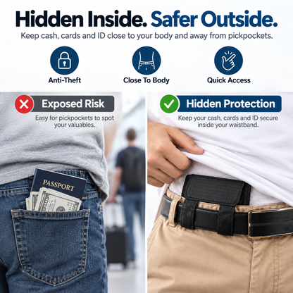 🔒 DISCREET TRAVEL ESSENTIAL | Hidden Belt Pouch – Under-Clothing Passport, Cash & Card Organizer - image 2