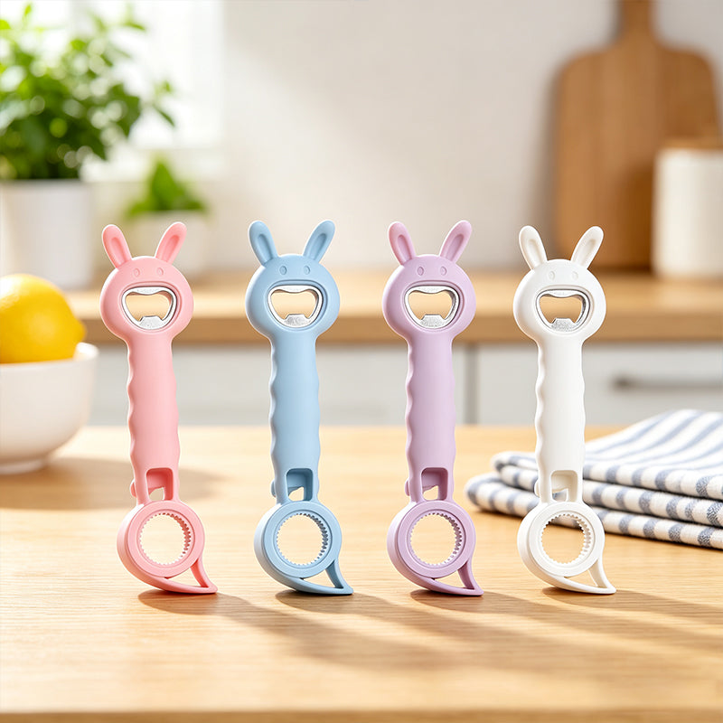 4‑in‑1 Multi‑Function Bottle & Jar Opener, Bunny‑Shaped Kitchen Opener Tool with Bottle Opener 🐰🍾 - image 1