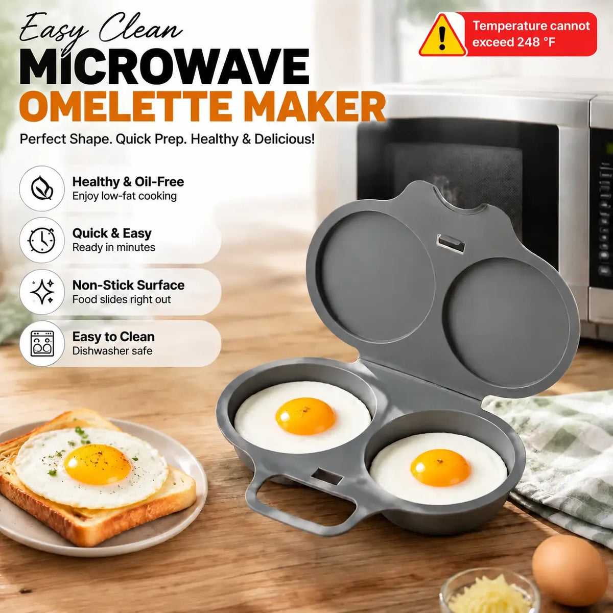 🍳 Microwave Egg Poacher 🥚💛 Quick Easy Convenient Egg Cooker with Lid & Handle for Perfect Breakfasts - image 1