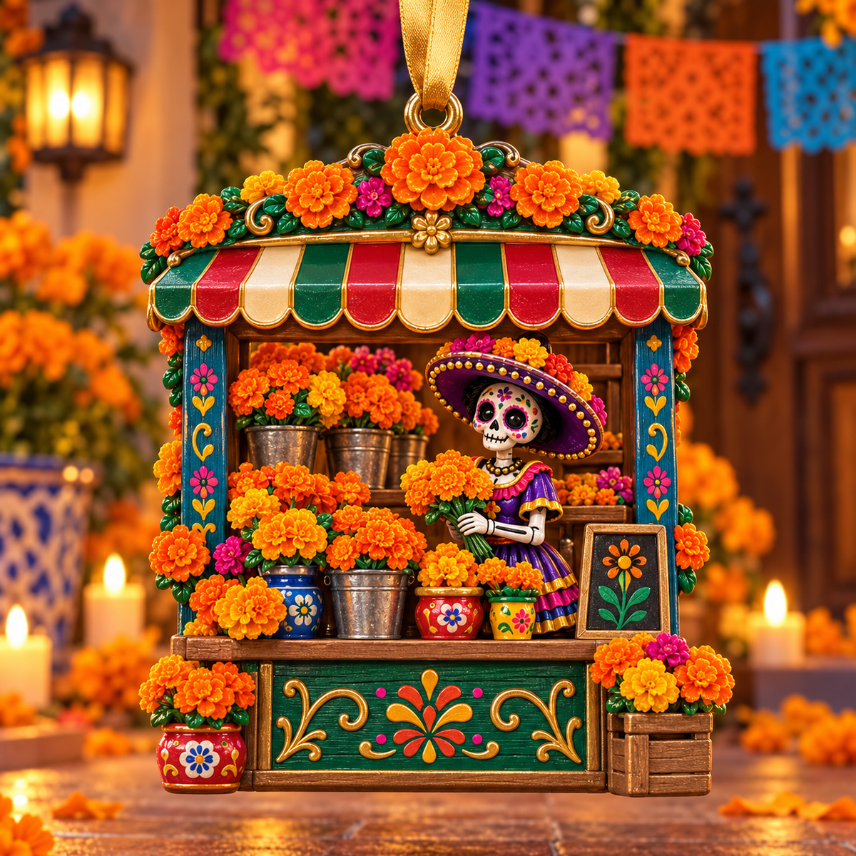 2026 Día de Muertos Village Ornaments – Miniature Market & Marigold Keepsake Collection