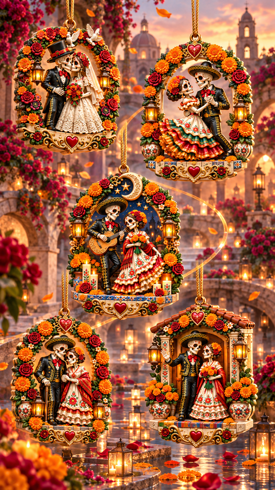Día de Muertos romantic skeleton couple keepsake collection