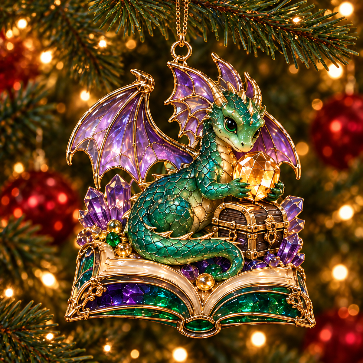 🎄 2026 Enchanted Storybook Christmas Ornaments – Set of 6 |  Stained Glass Fairy Tale Castle, Unicorn, Fairy, Mermaid, Dragon & Snowy Village Hanging Decorations | Magical Christmas Tree Ornaments & Fantasy Lover Gifts