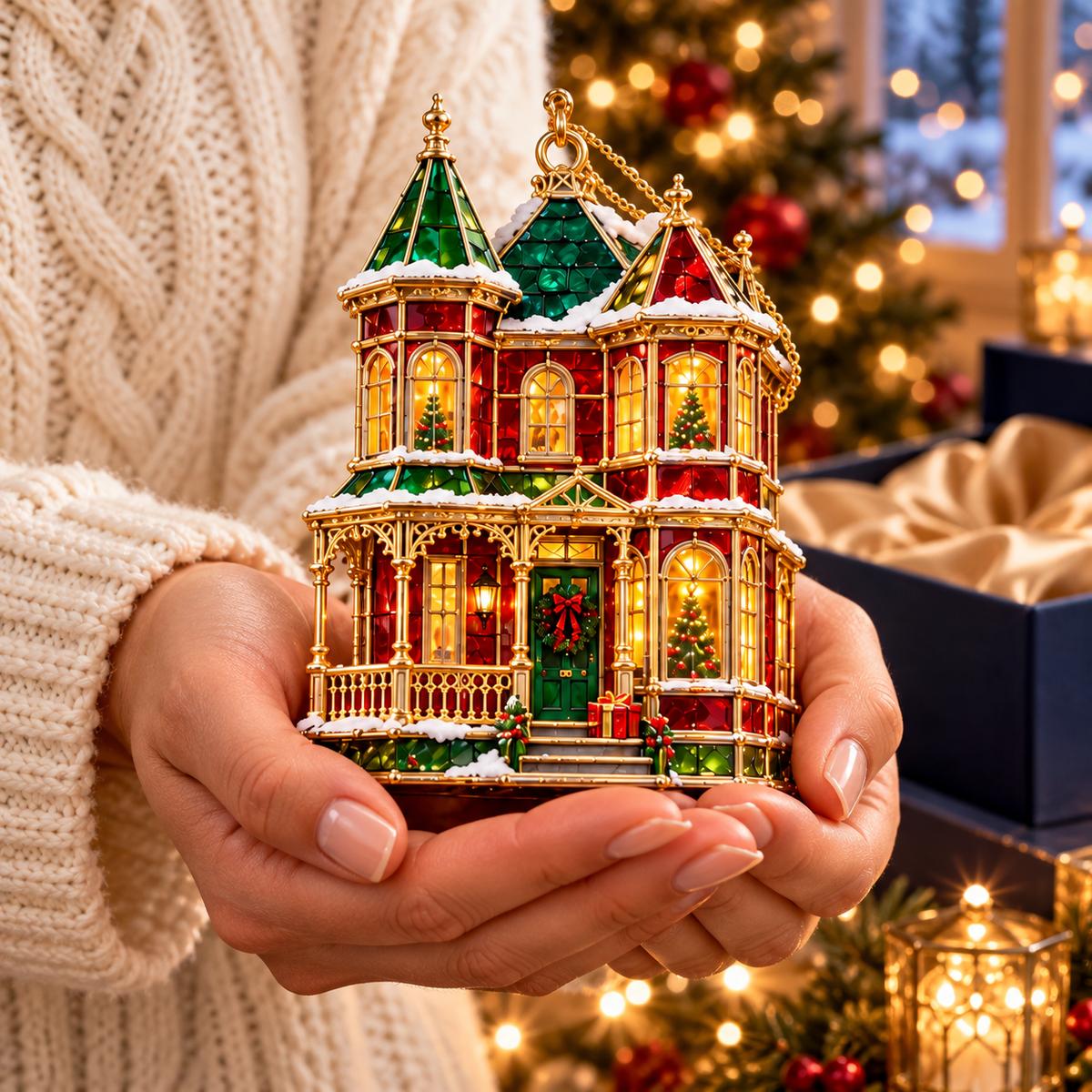 🏘️ 2026 Christmas Village House Ornaments – Set of 6 Vintage Holiday Keepsakes