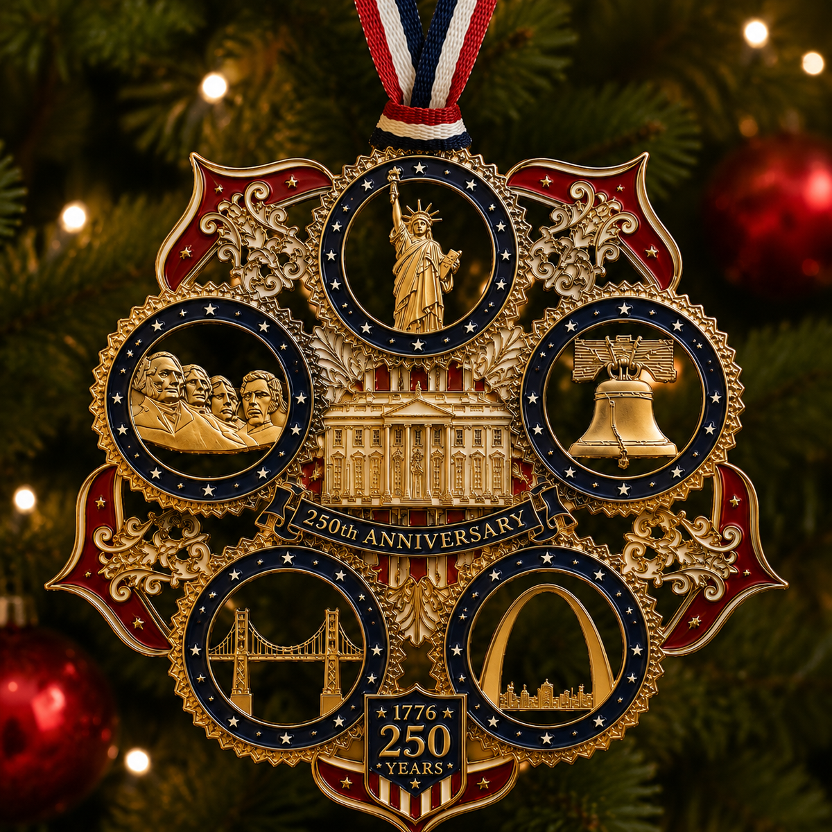 USA 250th Anniversary Christmas Tree Ornament – Patriotic Commemorative Keepsake 1776–2026