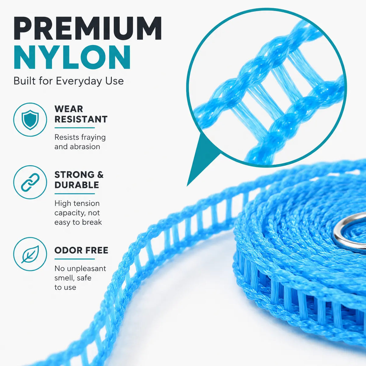 3 Roll Portable Clothesline – 196.85 Inch Adjustable Laundry Line, Windproof & Non-Slip⛺ - image 12