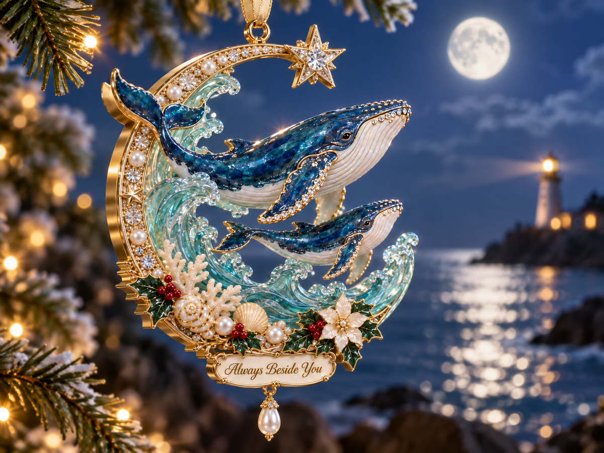 Humpback whale ocean remembrance ornament
