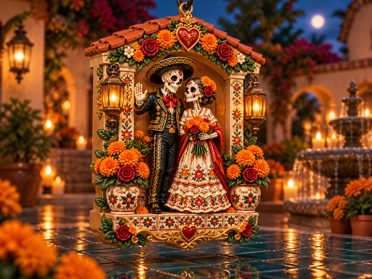 Welcome My Love porch skeleton couple hanging keepsake