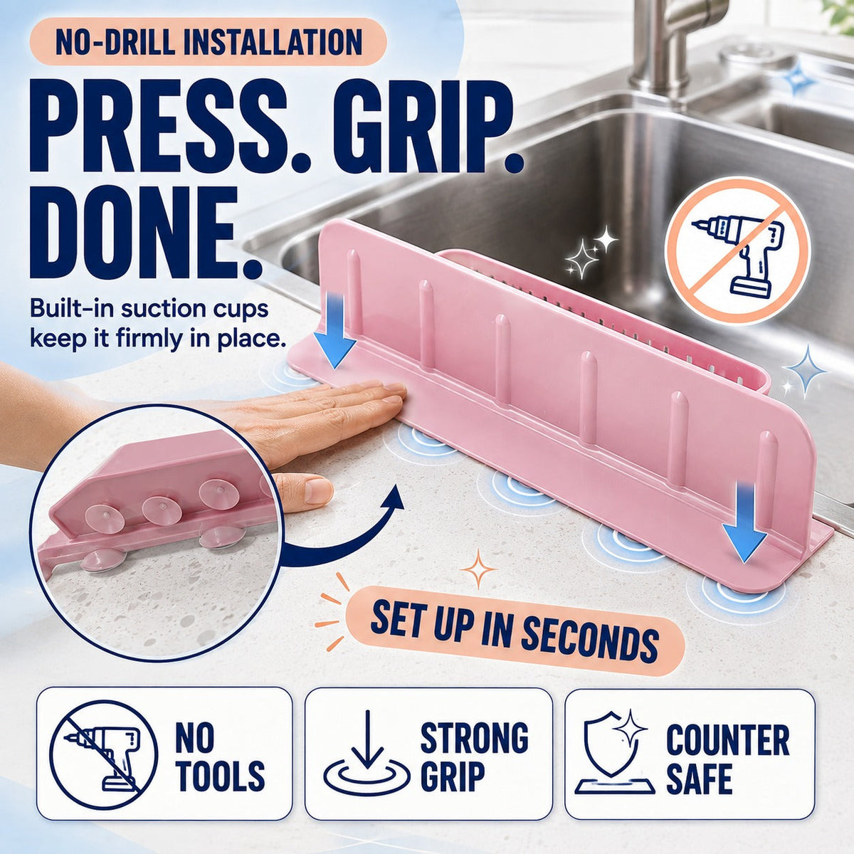 💦 2-in-1 Foldable Sink Splash Guard & Drain Organizer - image 4