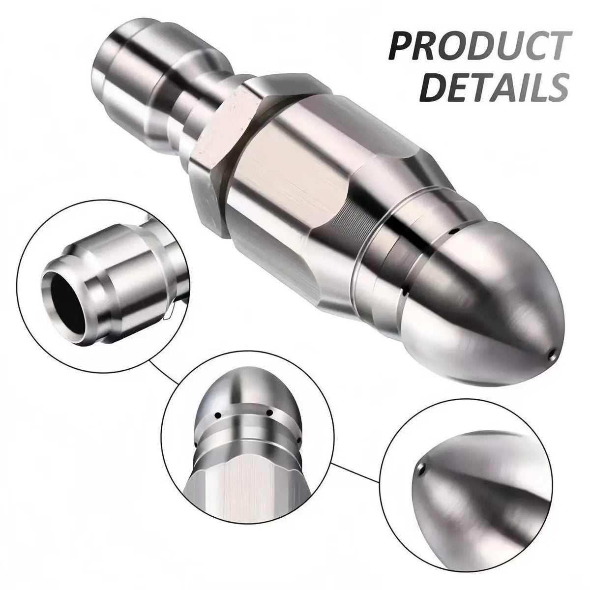 Washer Sewer Jetter Nozzle with Stainless Steel, Mini Compact Durable Sewer Jet Nozzle🚰 - image 3