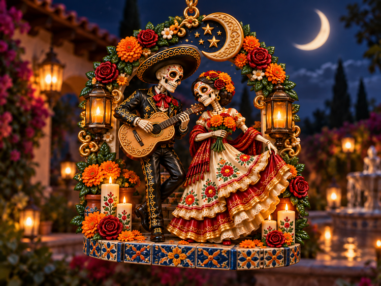 Moonlit Serenade romantic skeleton couple keepsake