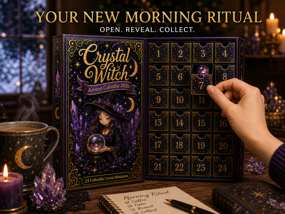 Opening a door from the Crystal Witch Advent Calendar