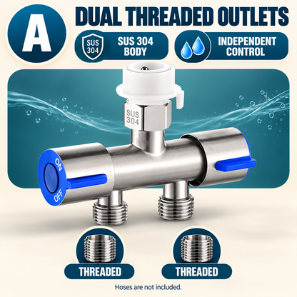 🚿 SUS 304 Dual-Control Faucet Splitter – 2-Way Hose & Washing Machine Adapter - image 8