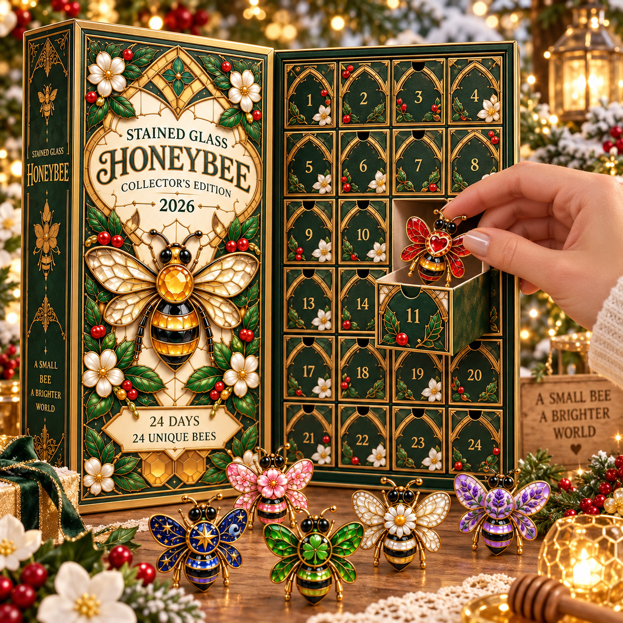 24 Days of Brilliant Wings — Stained Glass Honeybee Collector’s Advent Calendar 2026