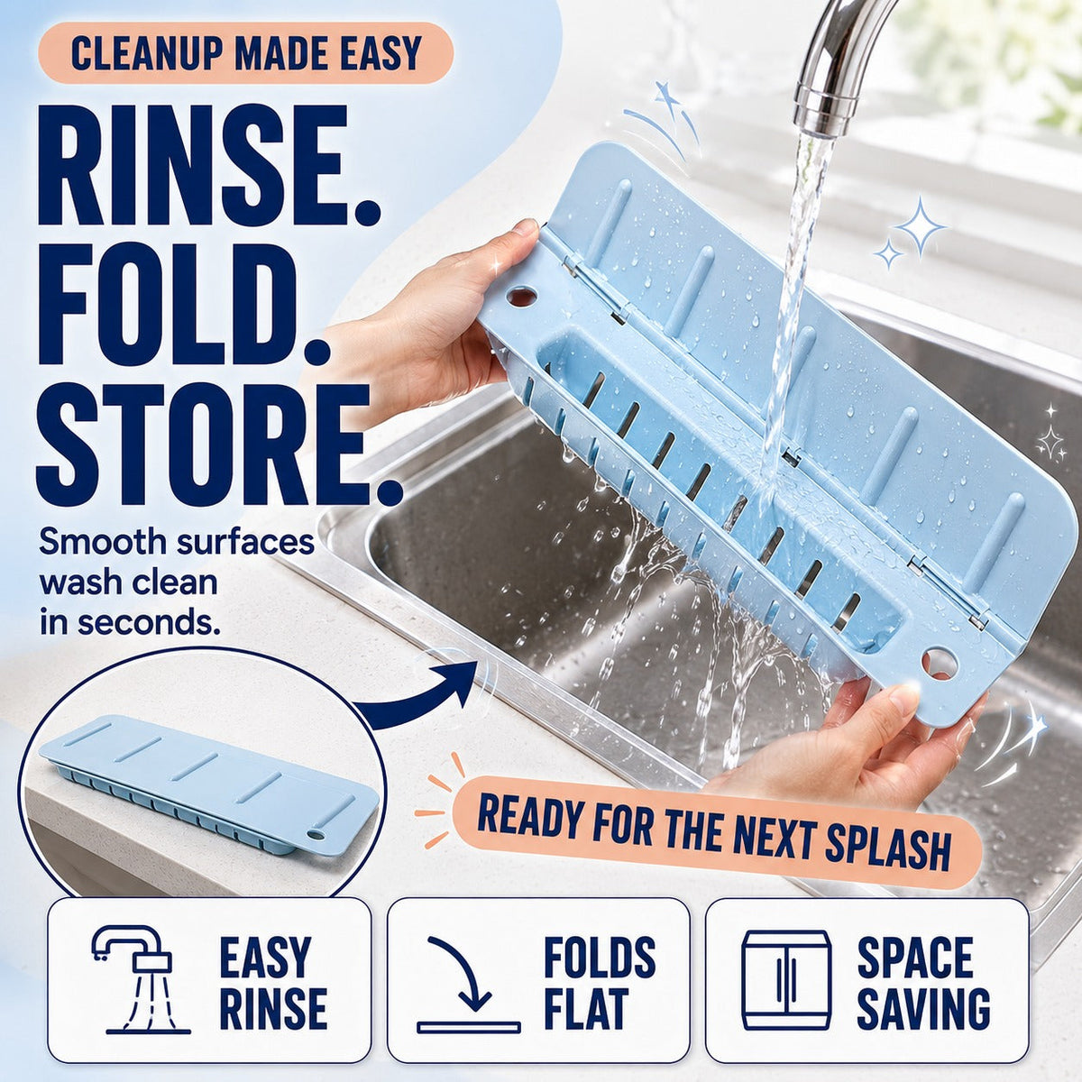 💦 2-in-1 Foldable Sink Splash Guard & Drain Organizer - image 5