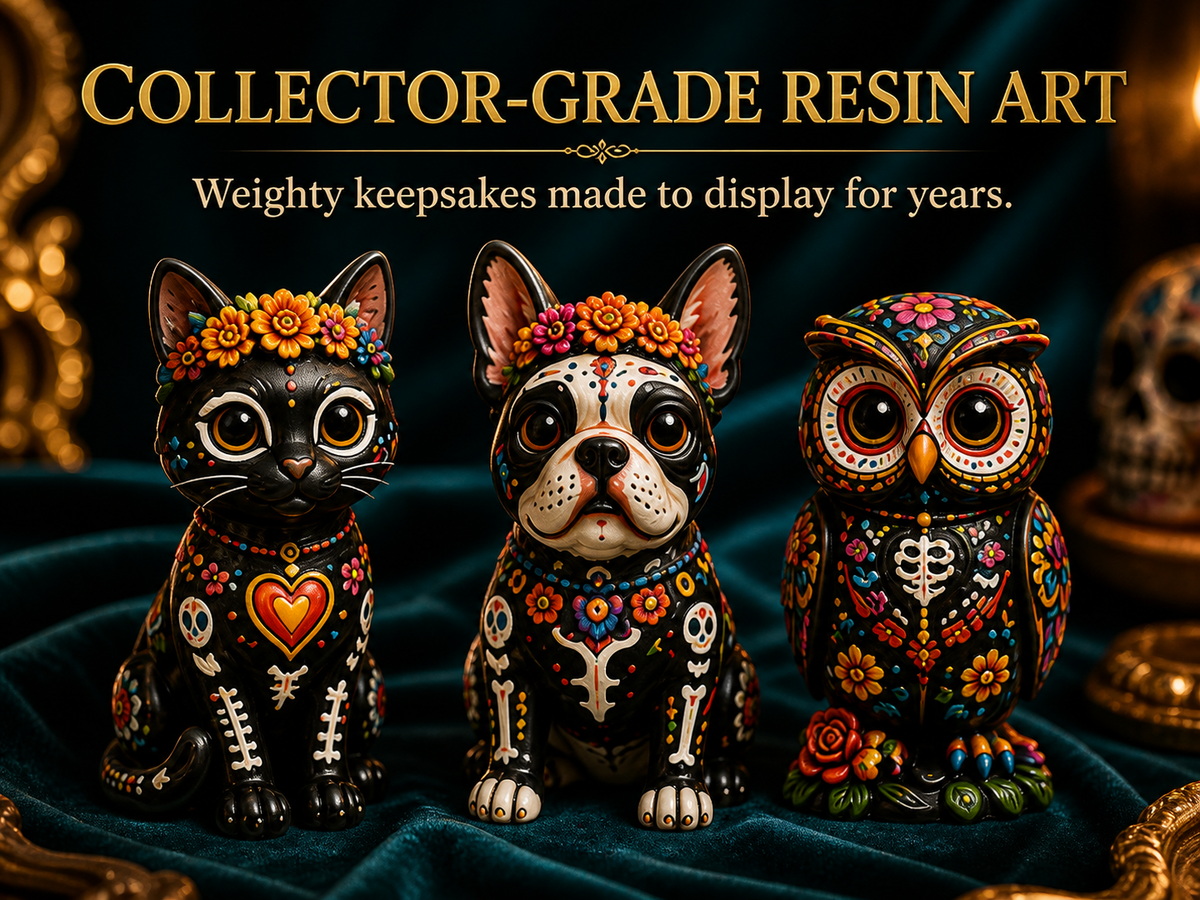 Collector grade Día de Muertos resin art