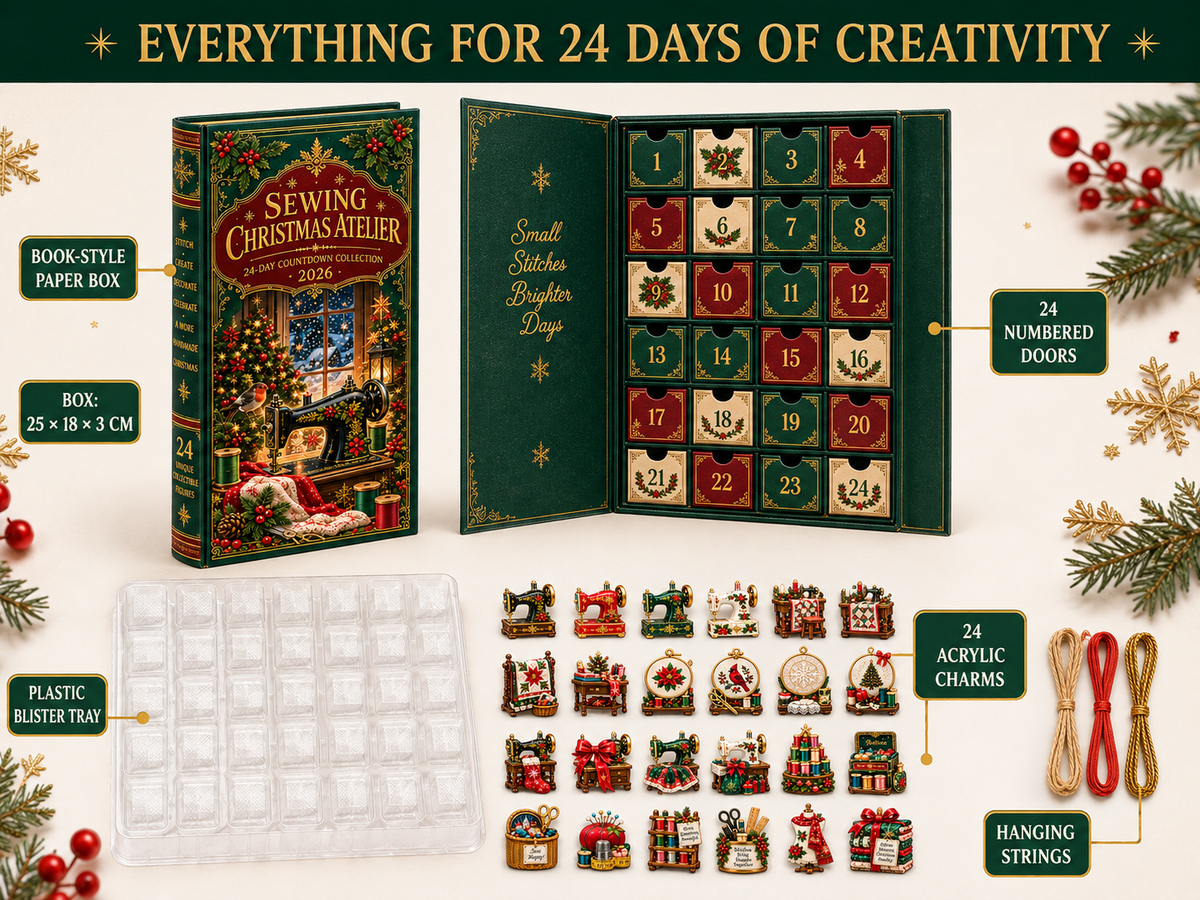 Sewing Christmas Atelier package contents and miniatures