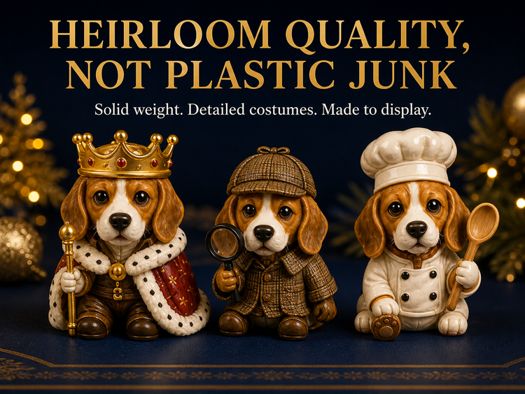 Beagle Advent Calendar collectible miniatures displayed together
