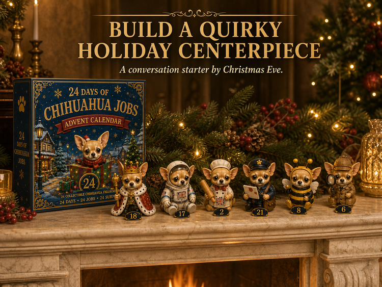 Chihuahua Jobs Advent Calendar as quirky holiday centerpiece