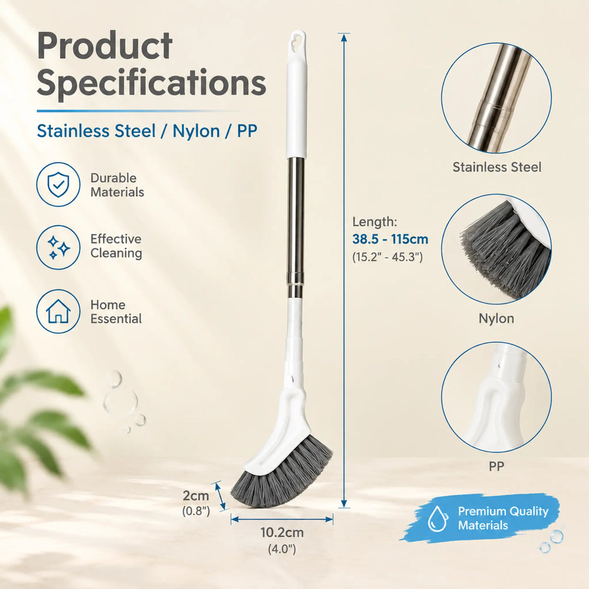 Adjustable Length Stainless Steel Telescopic Long Handle Crevice Cleaning Brush 🧹 - image 13